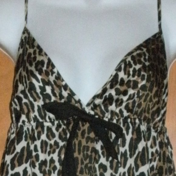Sophie & Me Tan Brown & Black Silky Animal Print Nightie Chemise Gown Lingerie L - Picture 2 of 3